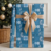 Vintage Hawaiian Quilting Patterns Wrapping Paper Blue Style Tribal Fabric Patchwork - Polynesian Pride