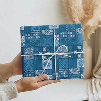 Vintage Hawaiian Quilting Patterns Wrapping Paper Blue Style Tribal Fabric Patchwork - Polynesian Pride