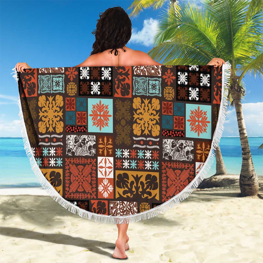 Vintage Hawaiian Quilting Patterns Beach Blanket Brown Style Tribal Fabric Patchwork - Polynesian Pride