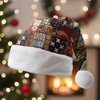 Vintage Hawaiian Quilting Patterns Christmas Santa Hat Brown Style Tribal Fabric Patchwork LT9 Without Fur Brown - Polynesian Pride