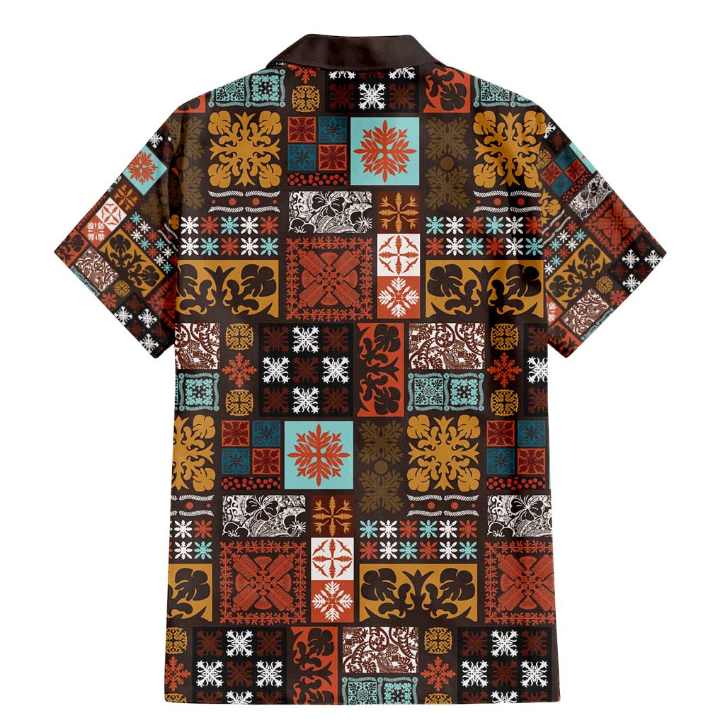 Vintage Hawaiian Quilting Patterns Family Matching Mermaid Dress and Hawaiian Shirt Brown Style Tribal Fabric Patchwork - Polynesian Pride