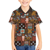 Vintage Hawaiian Quilting Patterns Hawaiian Shirt Brown Style Tribal Fabric Patchwork - Polynesian Pride