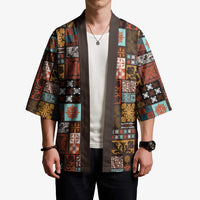 Vintage Hawaiian Quilting Patterns Kimono Brown Style Tribal Fabric Patchwork - Polynesian Pride