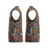 Vintage Hawaiian Quilting Patterns Christmas Knitted V-Neck Vest Brown Style Tribal Fabric Patchwork - Polynesian Pride