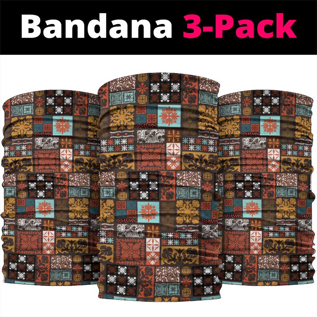Vintage Hawaiian Quilting Patterns Neck Gaiter Brown Style Tribal Fabric Patchwork - Polynesian Pride