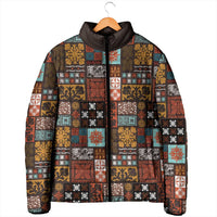 Vintage Hawaiian Quilting Patterns Padded Jacket Brown Style Tribal Fabric Patchwork - Polynesian Pride