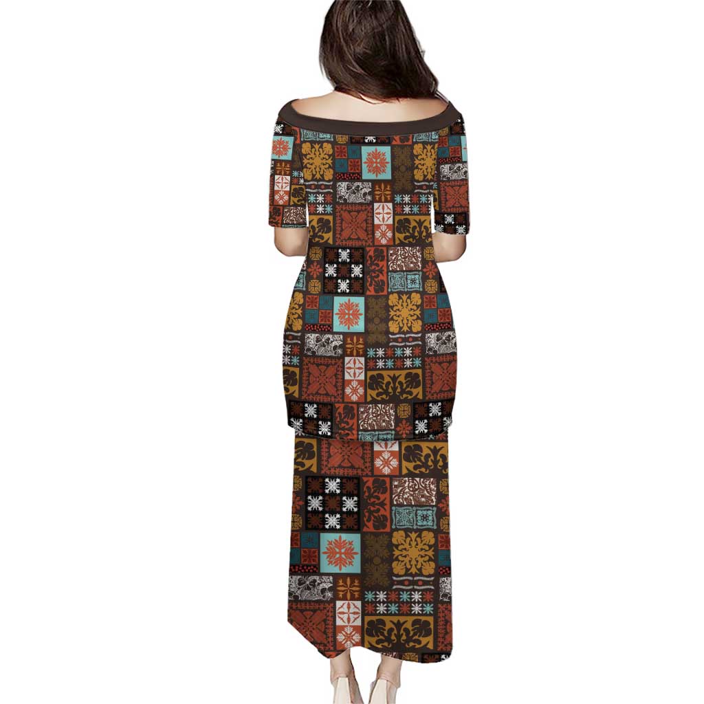 Vintage Hawaiian Quilting Patterns Puletasi Brown Style Tribal Fabric Patchwork - Polynesian Pride