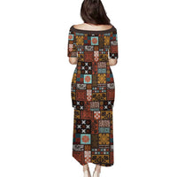 Vintage Hawaiian Quilting Patterns Puletasi Brown Style Tribal Fabric Patchwork - Polynesian Pride