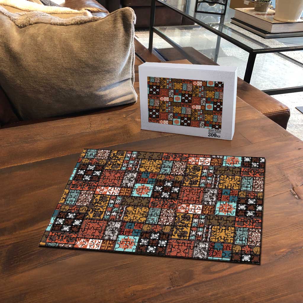 Vintage Hawaiian Quilting Patterns Puzzle Brown Style Tribal Fabric Patchwork - Polynesian Pride