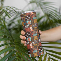 Vintage Hawaiian Quilting Patterns Skinny Tumbler Brown Style Tribal Fabric Patchwork - Polynesian Pride