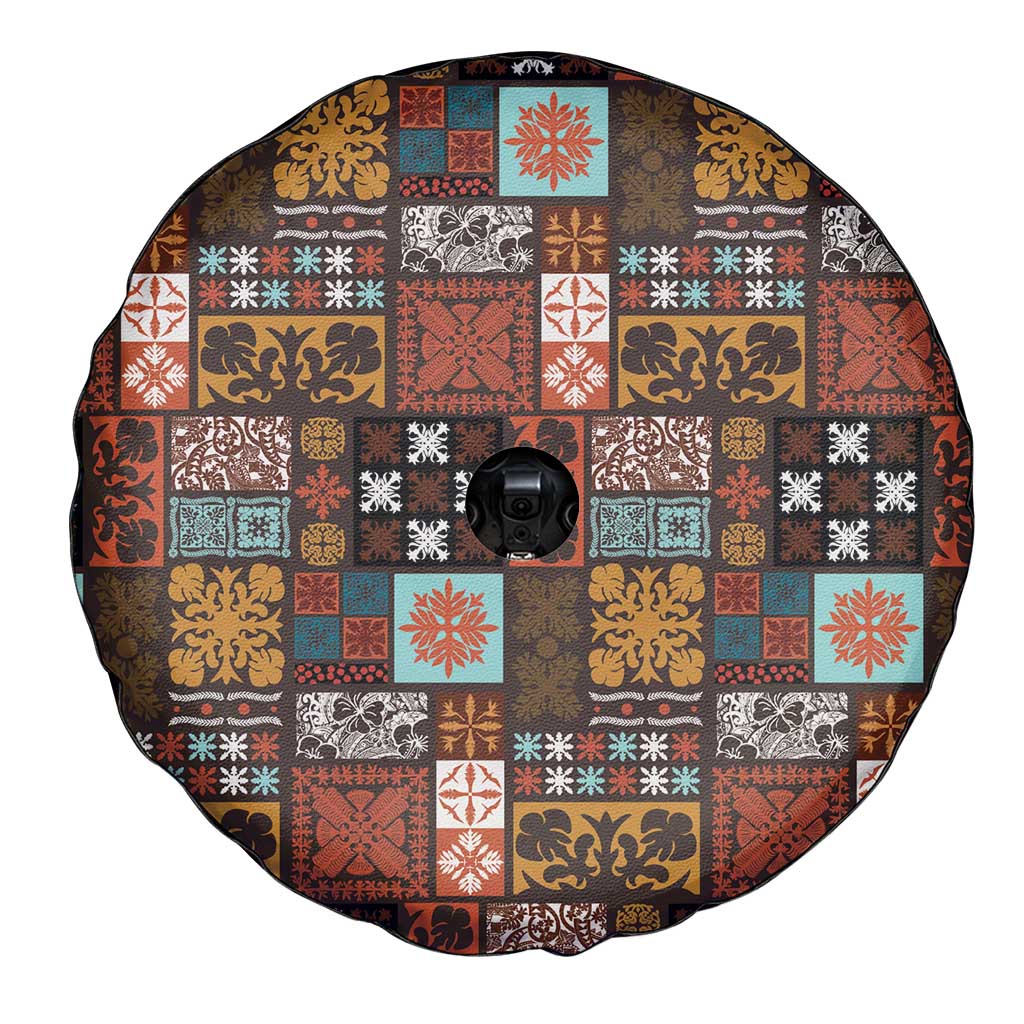 Vintage Hawaiian Quilting Patterns Spare Tire Cover Brown Style Tribal Fabric Patchwork - Polynesian Pride