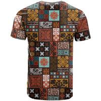 Vintage Hawaiian Quilting Patterns T Shirt Brown Style Tribal Fabric Patchwork - Polynesian Pride