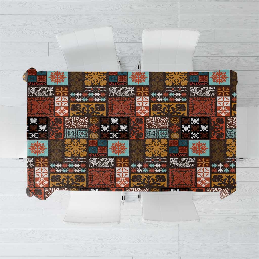 Vintage Hawaiian Quilting Patterns Tablecloth Brown Style Tribal Fabric Patchwork - Polynesian Pride