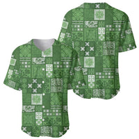 Vintage Hawaiian Quilting Patterns Baseball Jersey Green Style Tribal Fabric Patchwork - Polynesian Pride