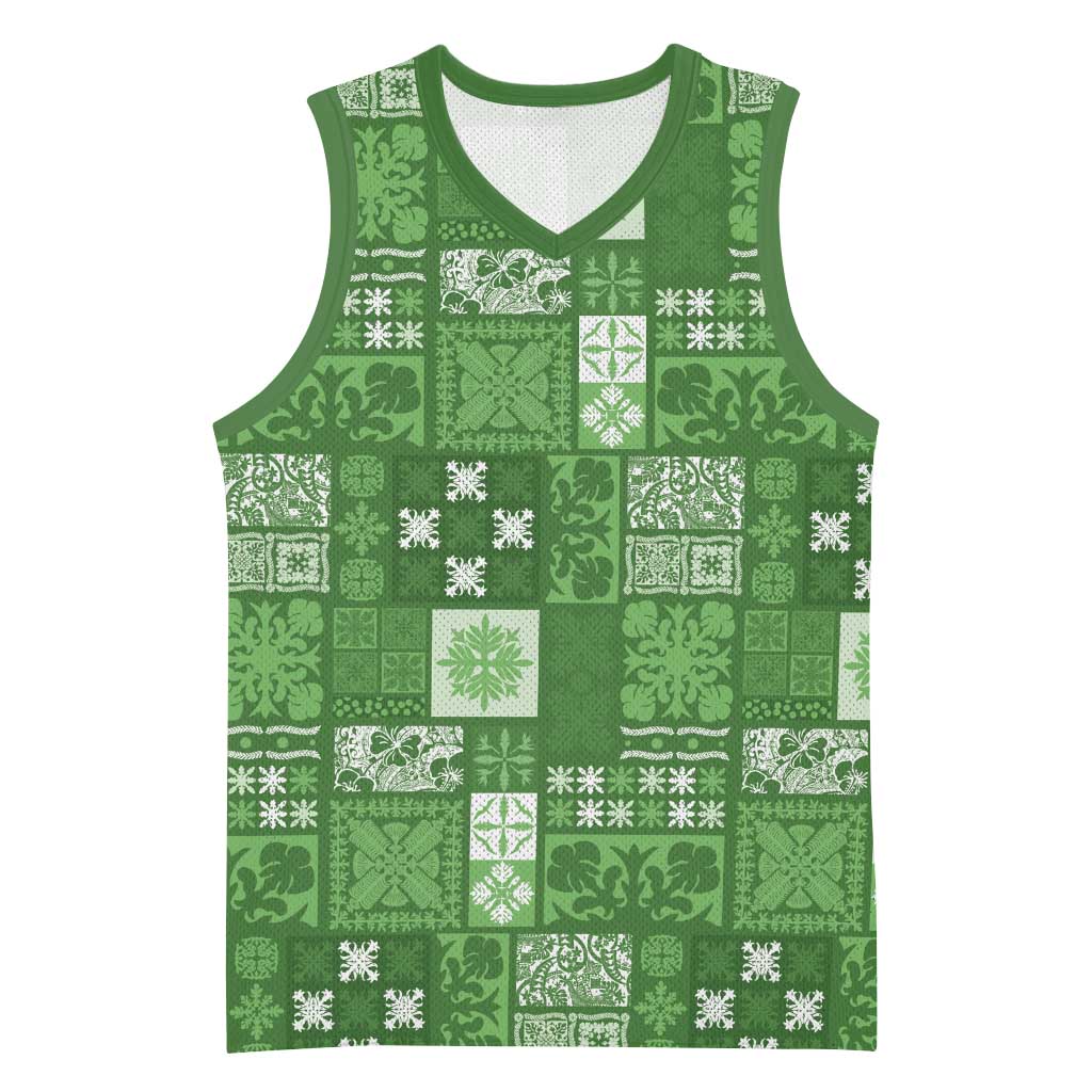 Vintage Hawaiian Quilting Patterns Basketball Jersey Green Style Tribal Fabric Patchwork - Polynesian Pride