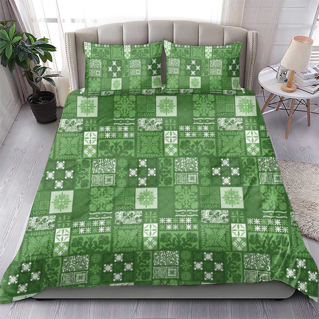 Vintage Hawaiian Quilting Patterns Bedding Set Green Style Tribal Fabric Patchwork - Polynesian Pride