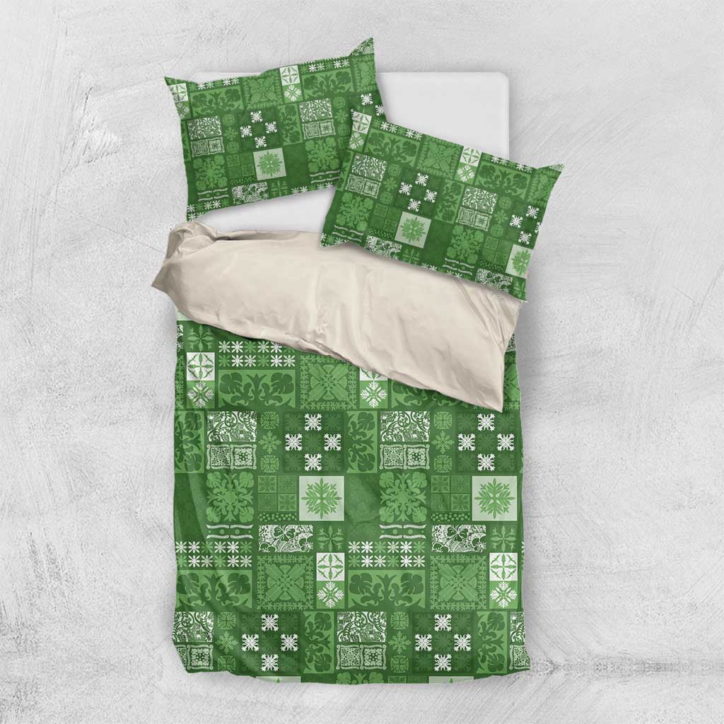 Vintage Hawaiian Quilting Patterns Bedding Set Green Style Tribal Fabric Patchwork - Polynesian Pride