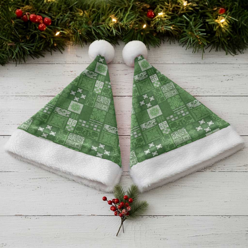 Vintage Hawaiian Quilting Patterns Christmas Santa Hat Green Style Tribal Fabric Patchwork - Polynesian Pride