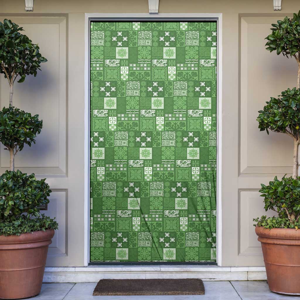 Vintage Hawaiian Quilting Patterns Door Cover Green Style Tribal Fabric Patchwork - Polynesian Pride