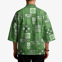 Vintage Hawaiian Quilting Patterns Kimono Green Style Tribal Fabric Patchwork - Polynesian Pride