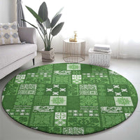 Vintage Hawaiian Quilting Patterns Round Carpet Green Style Tribal Fabric Patchwork - Polynesian Pride