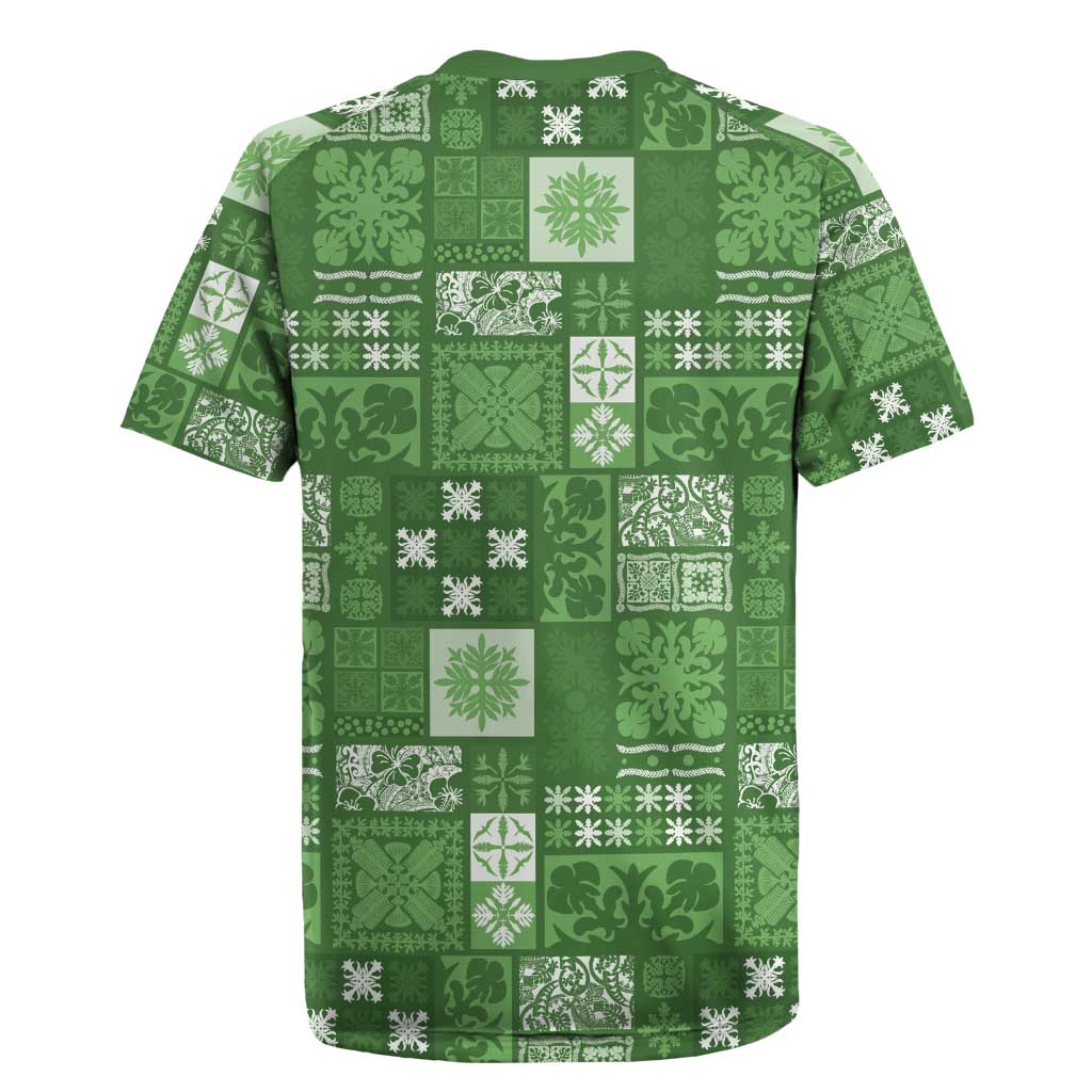 Vintage Hawaiian Quilting Patterns Rugby Jersey Green Style Tribal Fabric Patchwork - Polynesian Pride