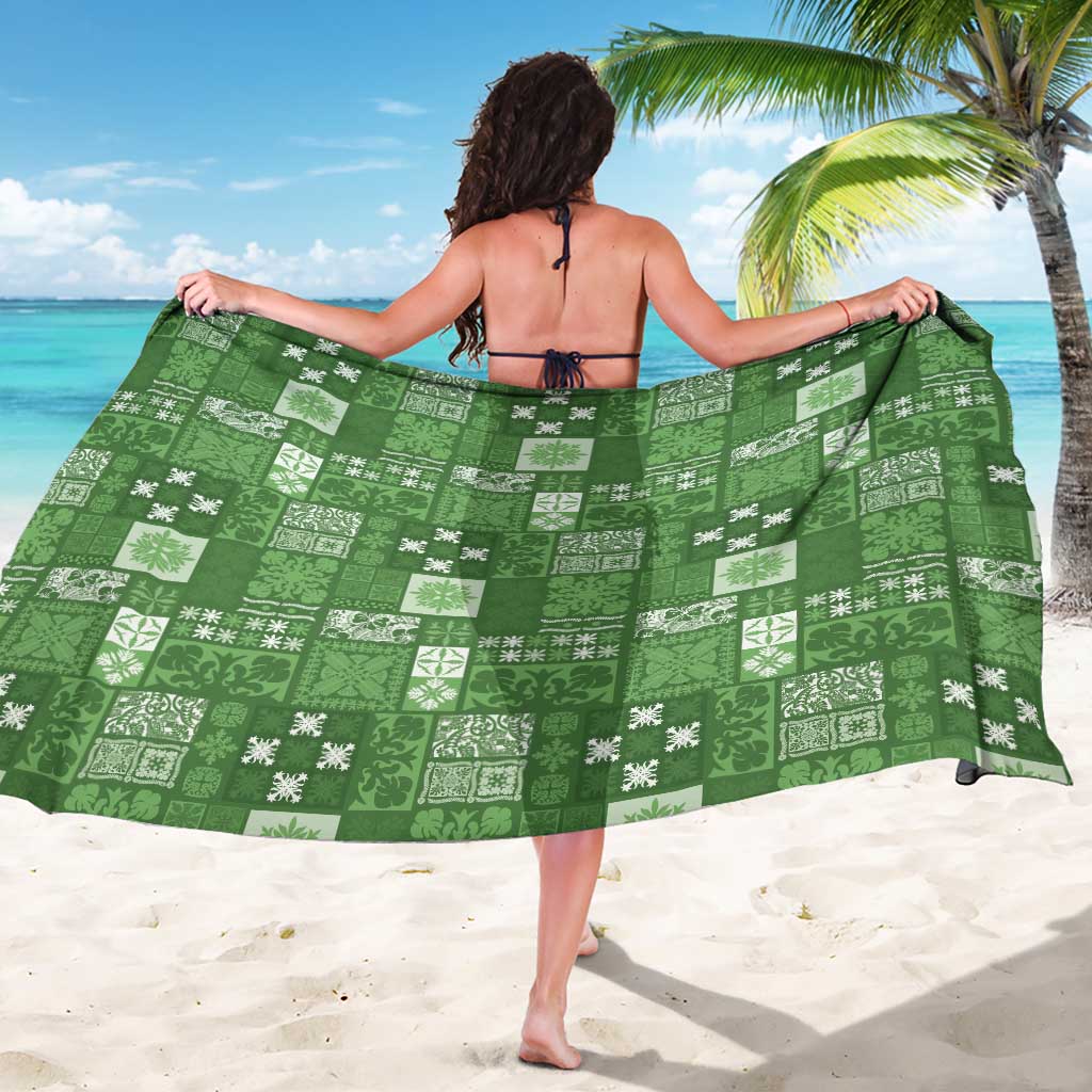 Vintage Hawaiian Quilting Patterns Sarong Green Style Tribal Fabric Patchwork - Polynesian Pride