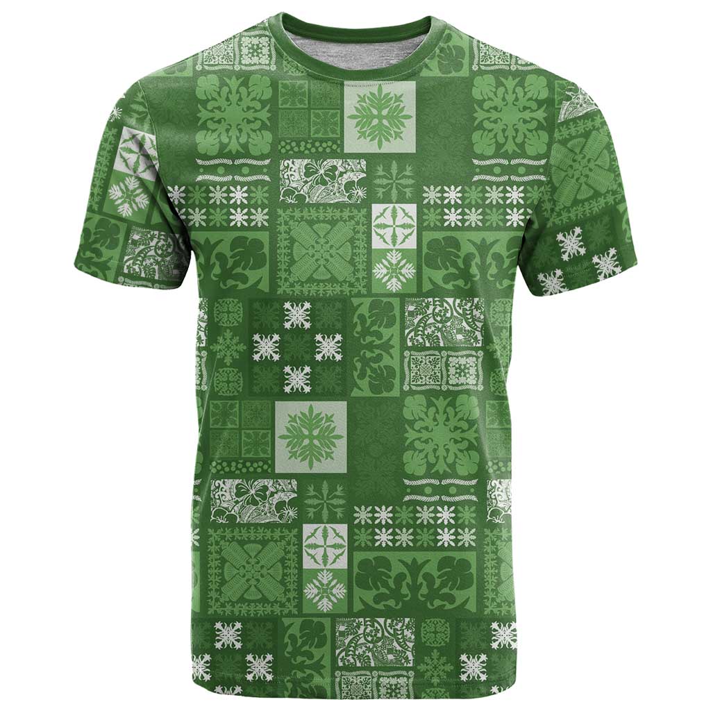 Vintage Hawaiian Quilting Patterns T Shirt Green Style Tribal Fabric Patchwork - Polynesian Pride