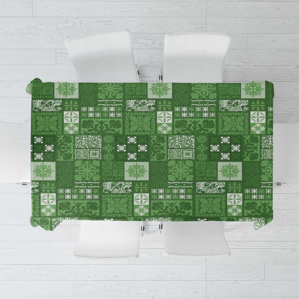 Vintage Hawaiian Quilting Patterns Tablecloth Green Style Tribal Fabric Patchwork - Polynesian Pride
