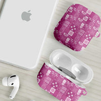 Vintage Hawaiian Quilting Patterns AirPods Case Pink Style Tribal Fabric Patchwork - Polynesian Pride