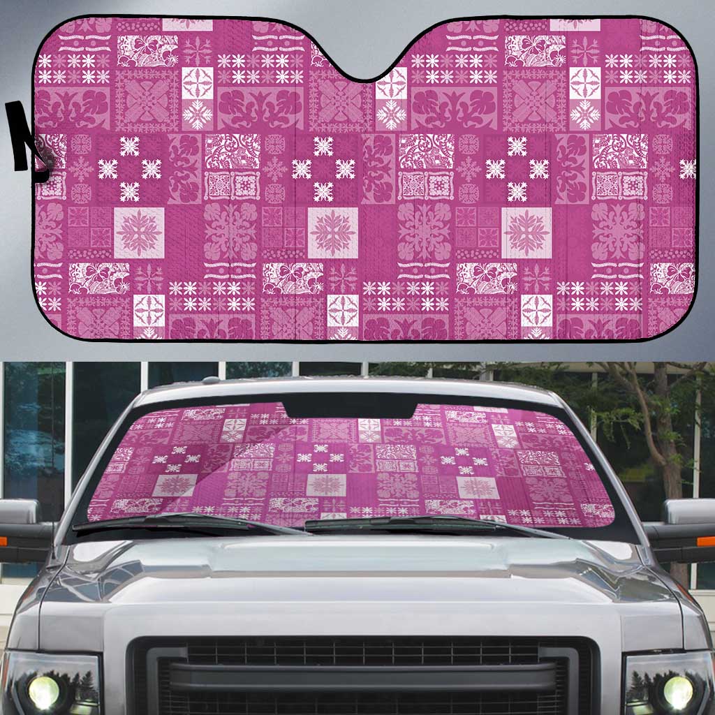 Vintage Hawaiian Quilting Patterns Auto Sun Shade Pink Style Tribal Fabric Patchwork - Polynesian Pride