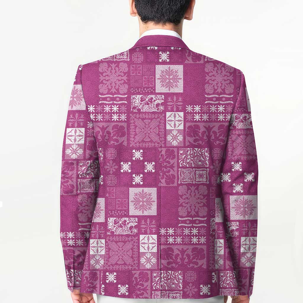 Vintage Hawaiian Quilting Patterns Blazer Pink Style Tribal Fabric Patchwork - Polynesian Pride