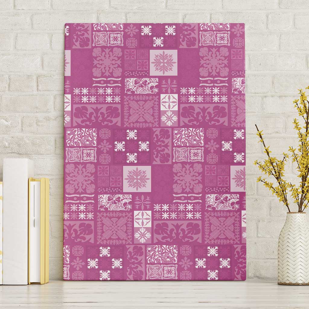 Vintage Hawaiian Quilting Patterns Canvas Wall Art Pink Style Tribal Fabric Patchwork - Polynesian Pride