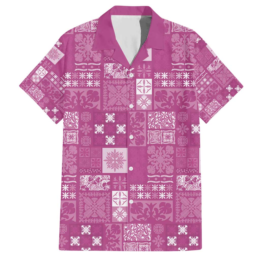 Vintage Hawaiian Quilting Patterns Hawaiian Shirt Pink Style Tribal Fabric Patchwork - Polynesian Pride