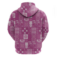 Vintage Hawaiian Quilting Patterns Hoodie Pink Style Tribal Fabric Patchwork - Polynesian Pride