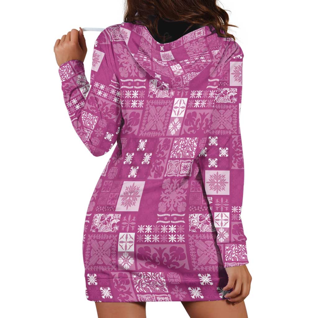 Vintage Hawaiian Quilting Patterns Hoodie Dress Pink Style Tribal Fabric Patchwork - Polynesian Pride