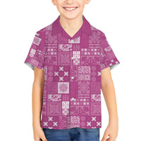 Vintage Hawaiian Quilting Patterns Kid Hawaiian Shirt Pink Style Tribal Fabric Patchwork - Polynesian Pride