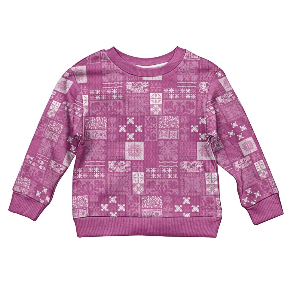 Vintage Hawaiian Quilting Patterns Kid Ugly Christmas Sweater Pink Style Tribal Fabric Patchwork - Polynesian Pride