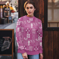 Vintage Hawaiian Quilting Patterns Ugly Christmas Sweater Pink Style Tribal Fabric Patchwork - Polynesian Pride