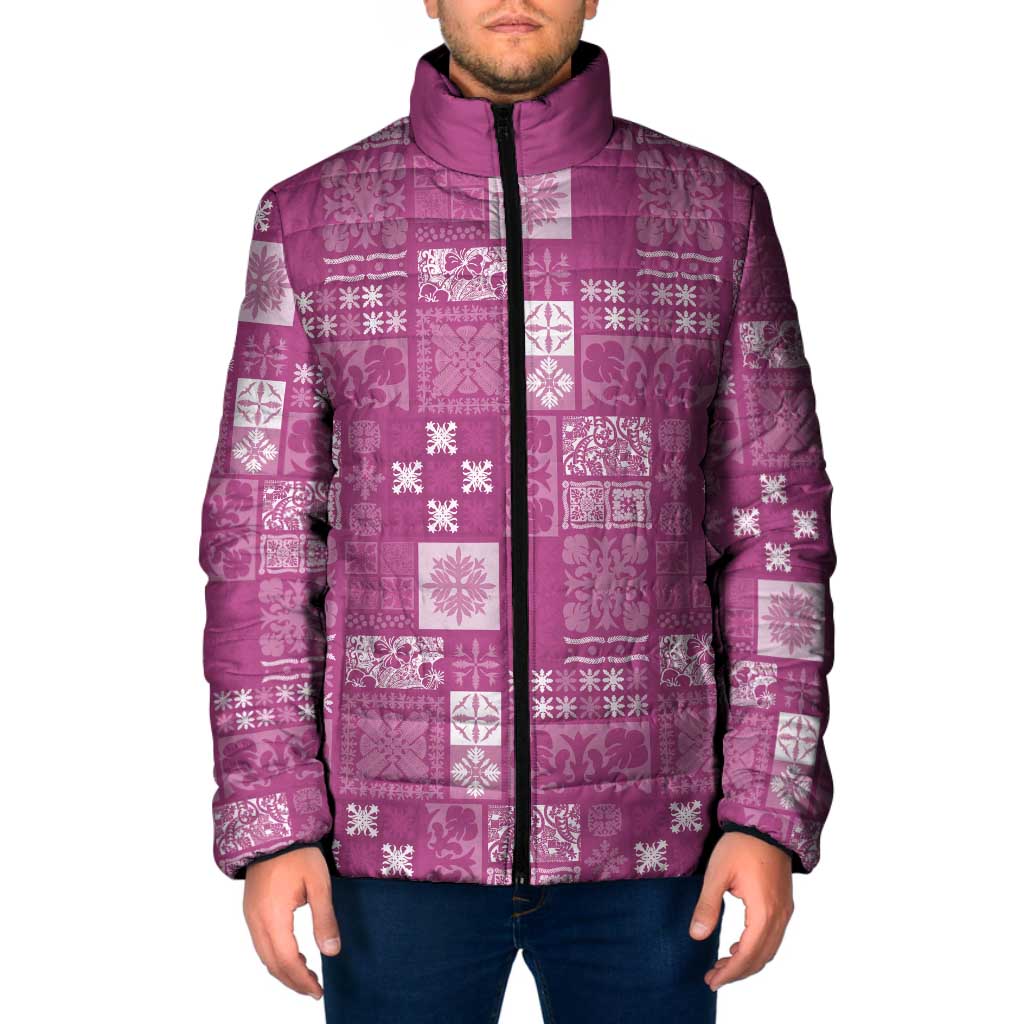 Vintage Hawaiian Quilting Patterns Padded Jacket Pink Style Tribal Fabric Patchwork - Polynesian Pride