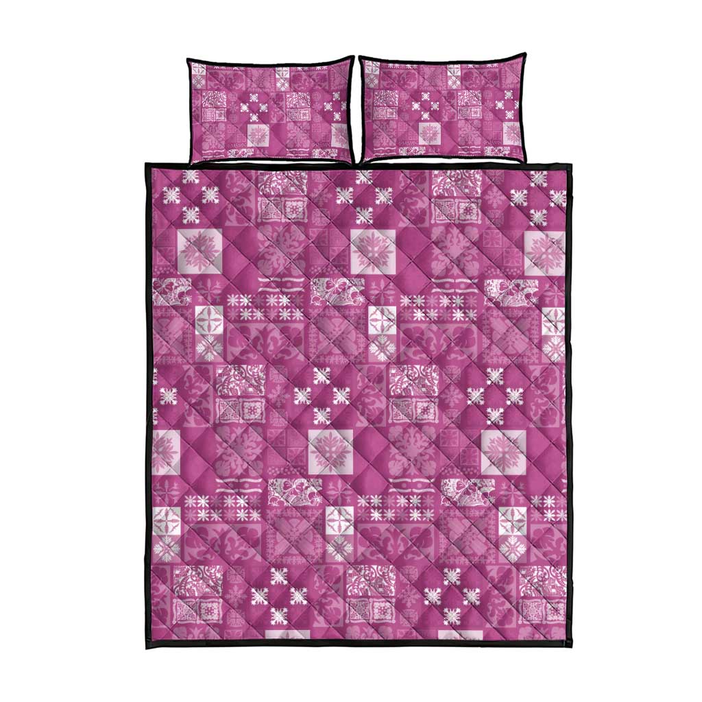 Vintage Hawaiian Quilting Patterns Quilt Bed Set Pink Style Tribal Fabric Patchwork - Polynesian Pride