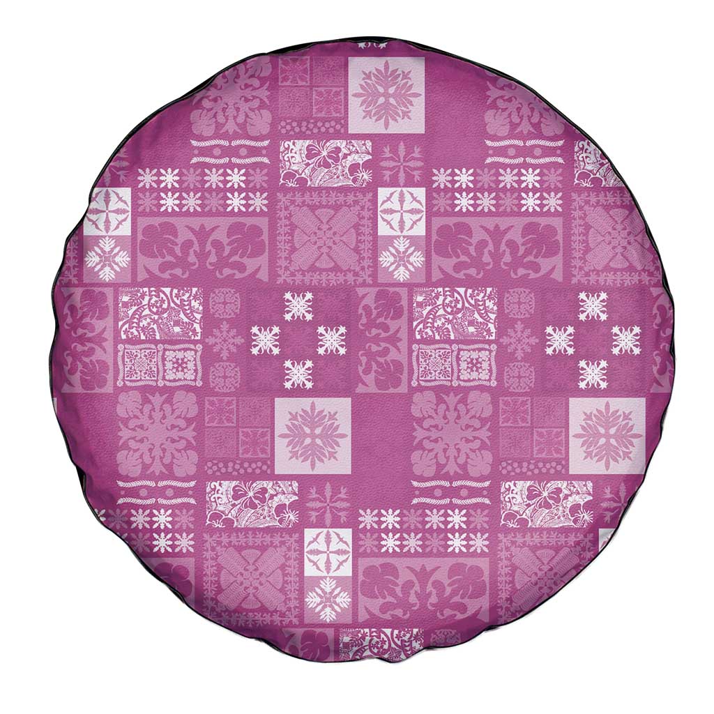 Vintage Hawaiian Quilting Patterns Spare Tire Cover Pink Style Tribal Fabric Patchwork - Polynesian Pride