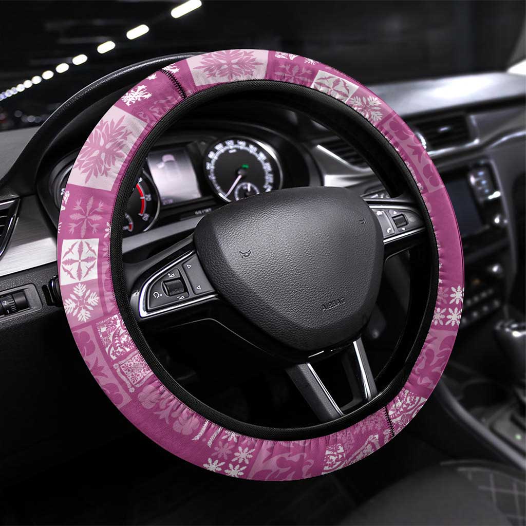 Vintage Hawaiian Quilting Patterns Steering Wheel Cover Pink Style Tribal Fabric Patchwork - Polynesian Pride