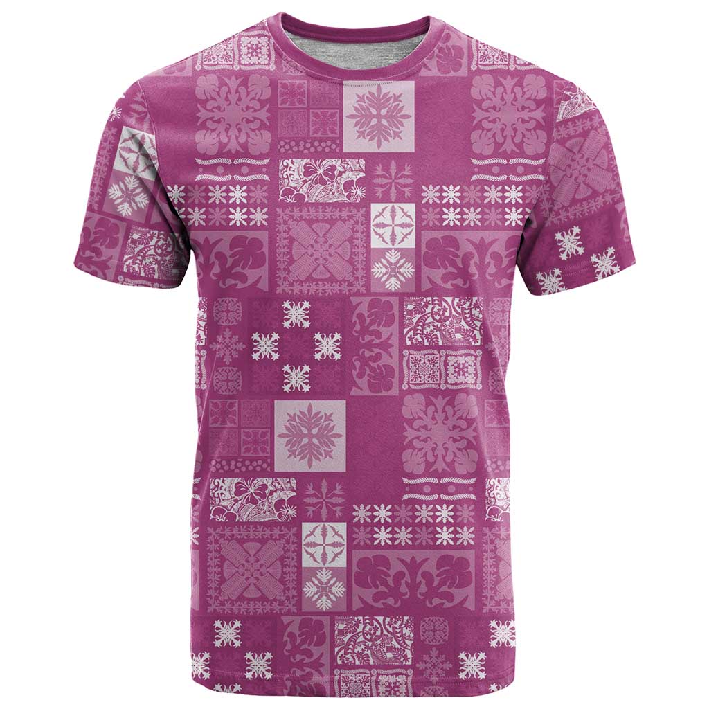 Vintage Hawaiian Quilting Patterns T Shirt Pink Style Tribal Fabric Patchwork - Polynesian Pride