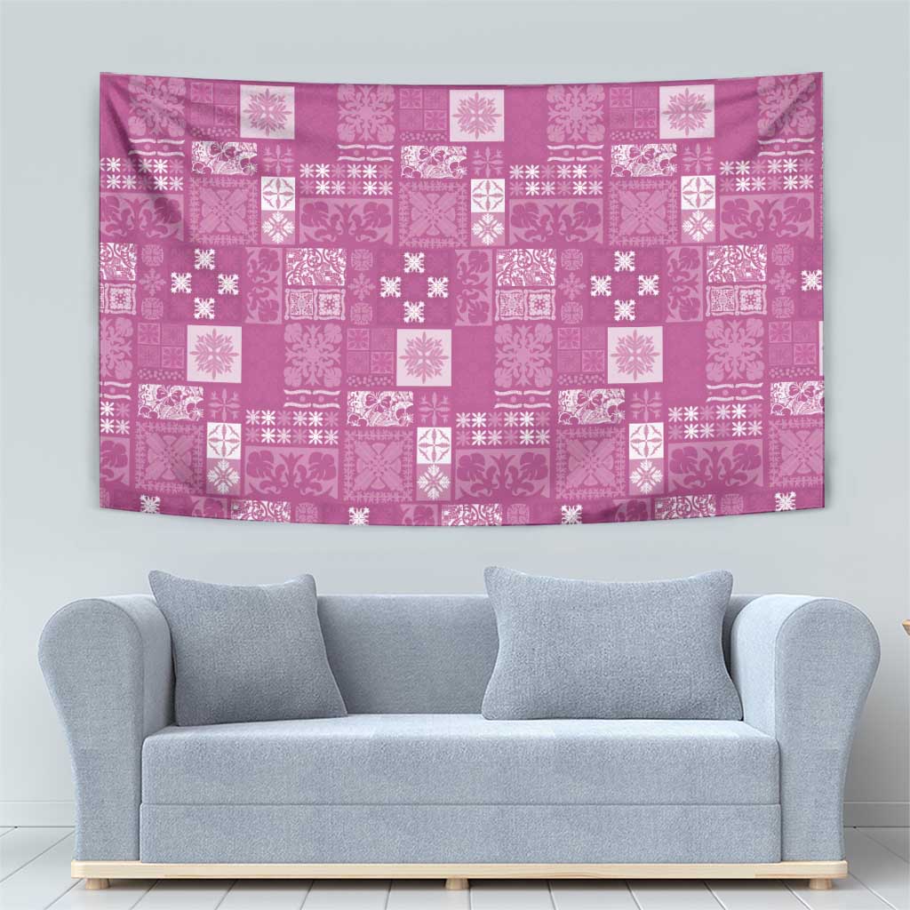 Vintage Hawaiian Quilting Patterns Tapestry Pink Style Tribal Fabric Patchwork - Polynesian Pride