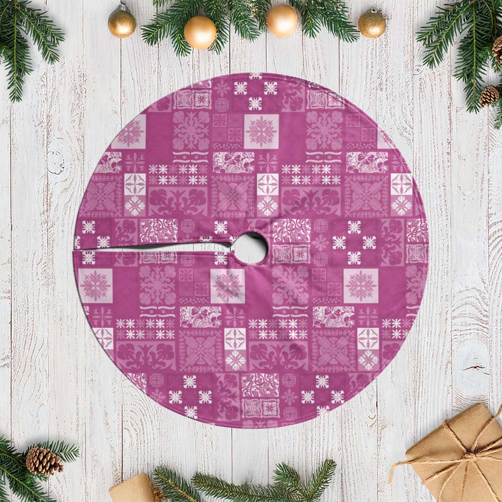 Vintage Hawaiian Quilting Patterns Tree Skirt Pink Style Tribal Fabric Patchwork LT9 Casual Pink - Polynesian Pride