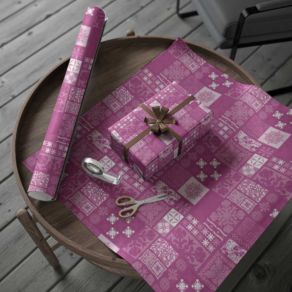 Vintage Hawaiian Quilting Patterns Wrapping Paper Pink Style Tribal Fabric Patchwork - Polynesian Pride