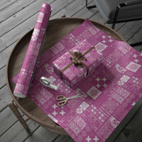 Vintage Hawaiian Quilting Patterns Wrapping Paper Pink Style Tribal Fabric Patchwork - Polynesian Pride