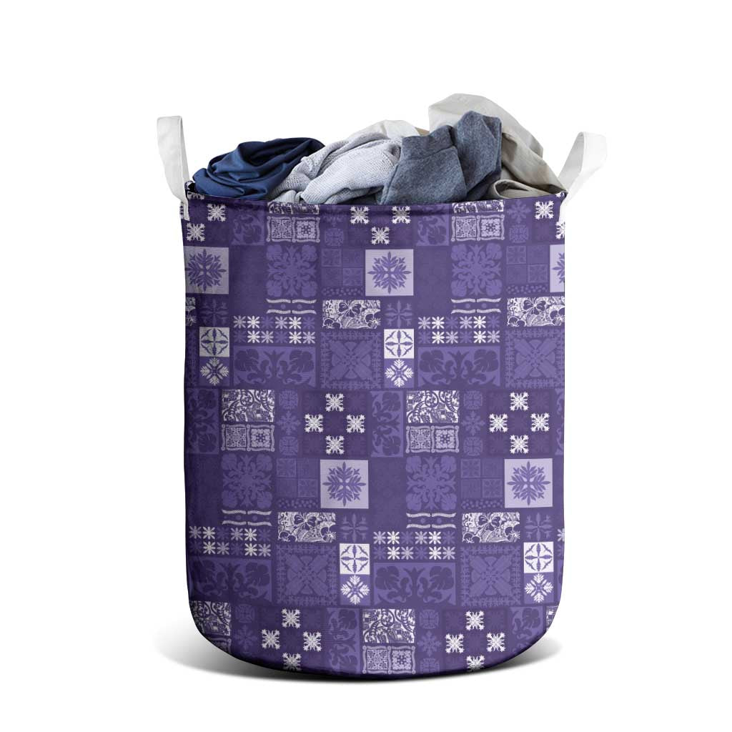 Vintage Hawaiian Quilting Patterns Laundry Basket Purple Style Tribal Fabric Patchwork - Polynesian Pride