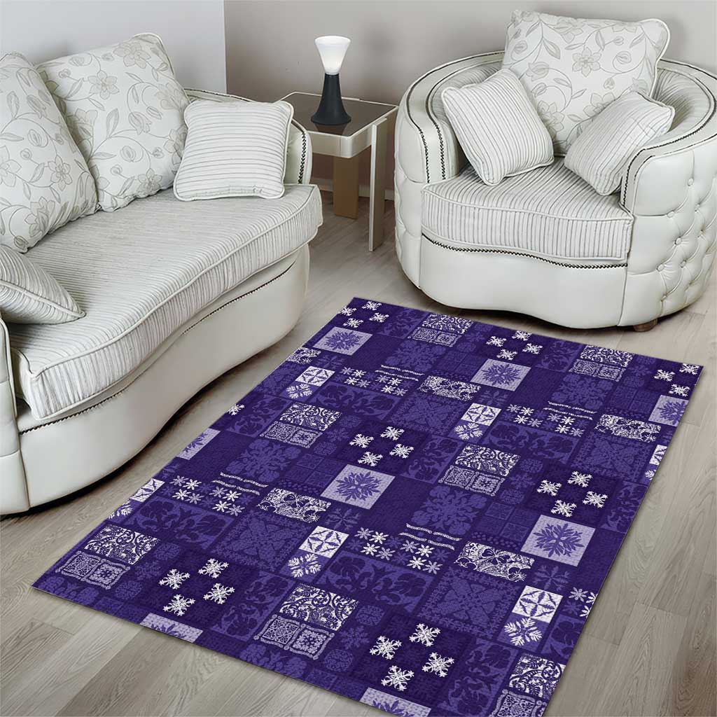 Vintage Hawaiian Quilting Patterns Area Rug Purple Style Tribal Fabric Patchwork - Polynesian Pride